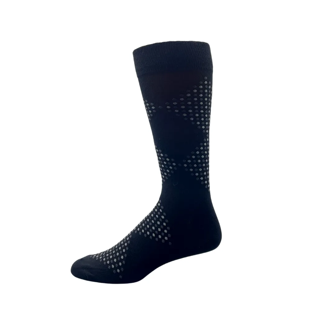 "Dotted Argyle " Cotton Dress sock by Point Zero-Large