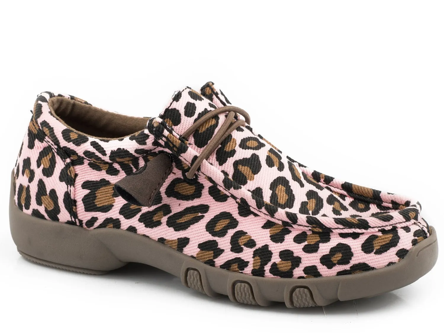 Roper Kids Girls Pink Fabric Chillin Leopard Oxford Shoes