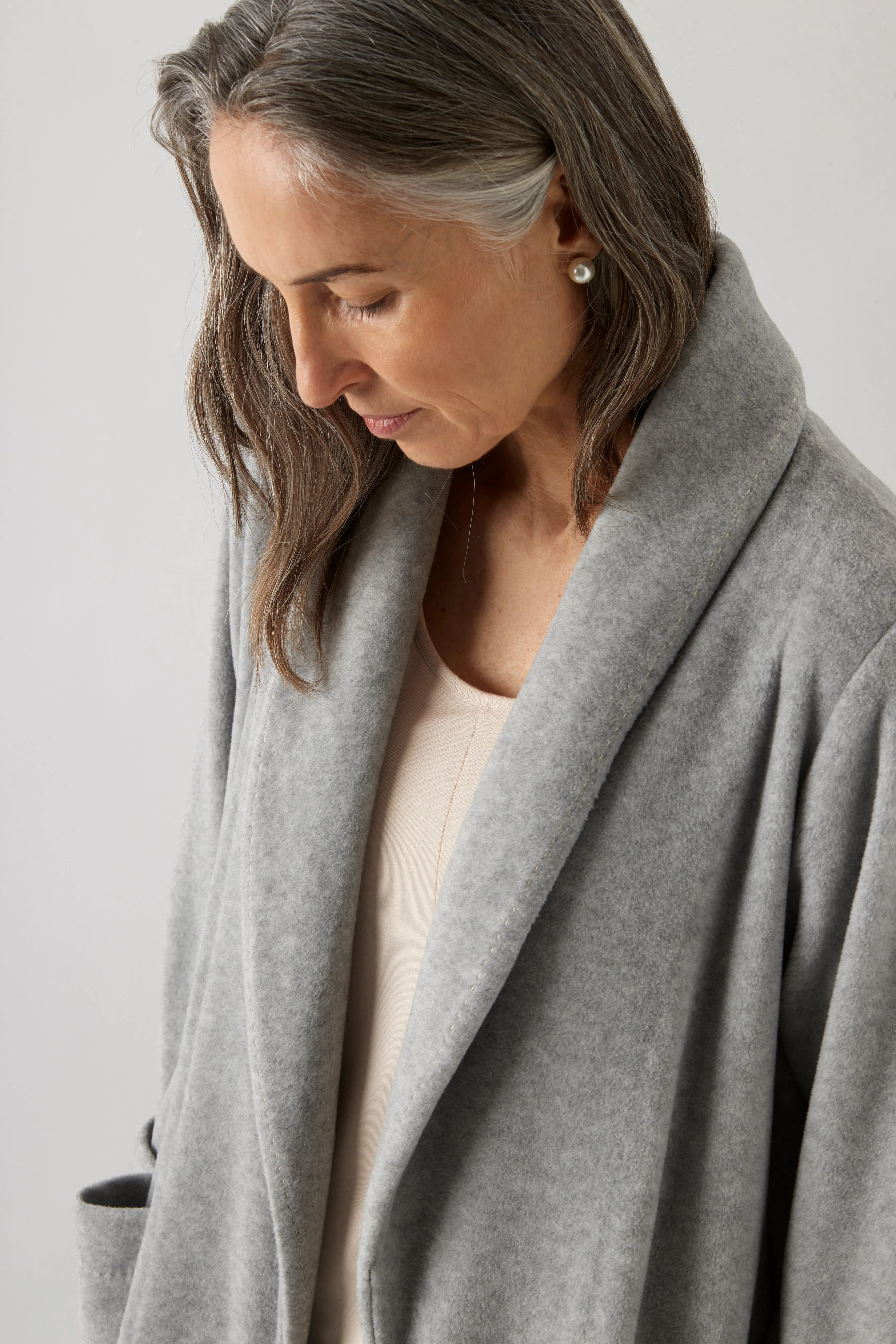 Ruth Luxury Plush Long Robe Grey Chine