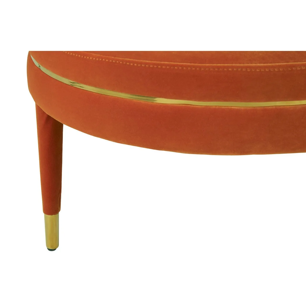 Soft Burnt Orange Stool - Round Velvet - 76cm