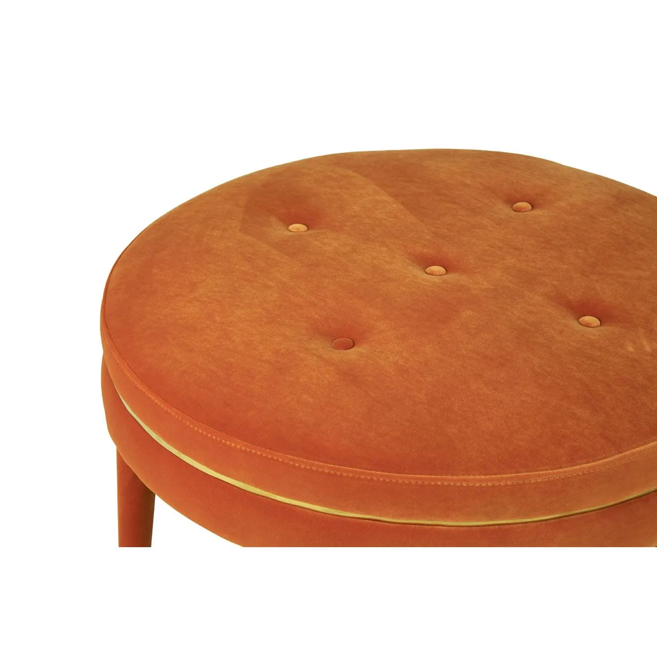 Soft Burnt Orange Stool - Round Velvet - 76cm