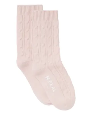 Women's Cable Cashmere House Socks Quartz Pink